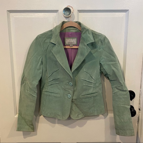 Wilsons Leather Maxima Sage Green Suede Jacket y2k vintage spring pastel - Picture 1 of 13
